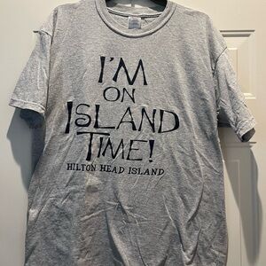 Men’s gray T-shirt says I’m on island time Hilton Head Island new